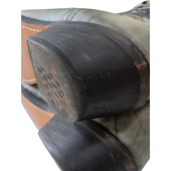 Laredo Western Boot Mens Size 10D Black Gray Pointed Toe Lizard Print Wingtip - Picture 7 of 10